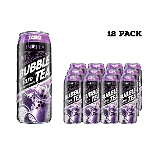 INOTEA Bubble Tea: Taro Flavor, Ready to Drink in a Can (16.6oz/can), Great for Office Work | (Pack of 12) Brown Sugar,