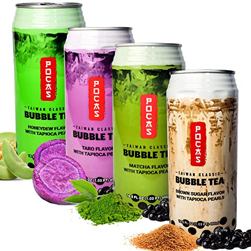 Pocas Bubble Tea Tapioca Pearls Variety Pack for Taro Love Brown Sugar Fans Matcha Enthusiasts Honey Dew Lovers 8 Can (1