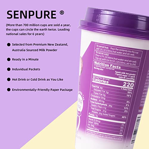 Senpure Taro Milk Tea Powder Kit for Cold and Hot Drinks (6 Pack)