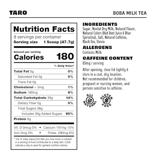 Madrinas Taro Boba Milk Tea 1|5oz (8 Servings) - Sweet & Smooth Bubble Tea for Home Enjoyment | Perfect for Hot Days and