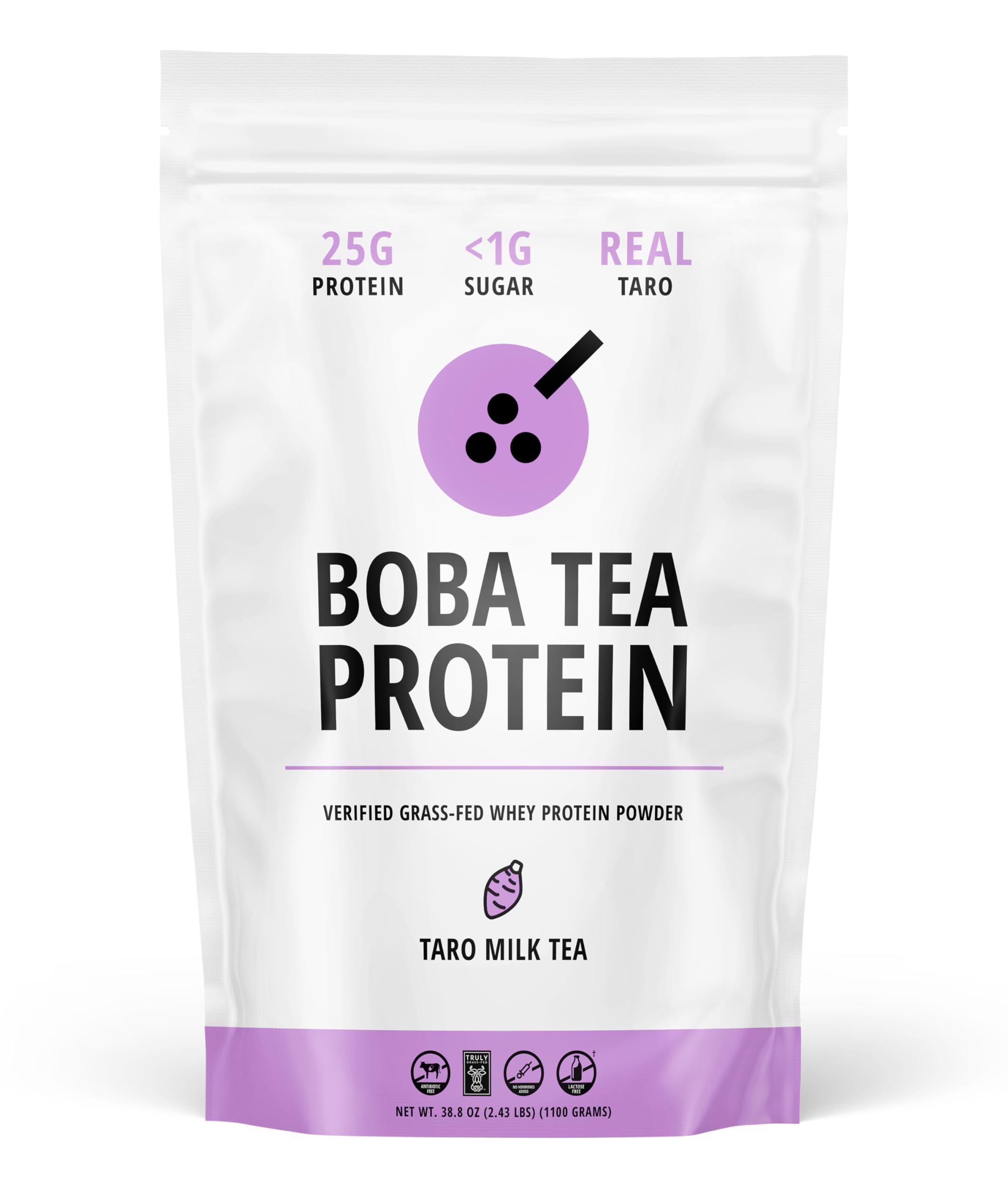  Boba Tea Protein Taro Milk 25g Grass-Fed Whey Protein Isolate Powder
| Gluten-Free & Soy-Free Bubble Tea Protein Taro M