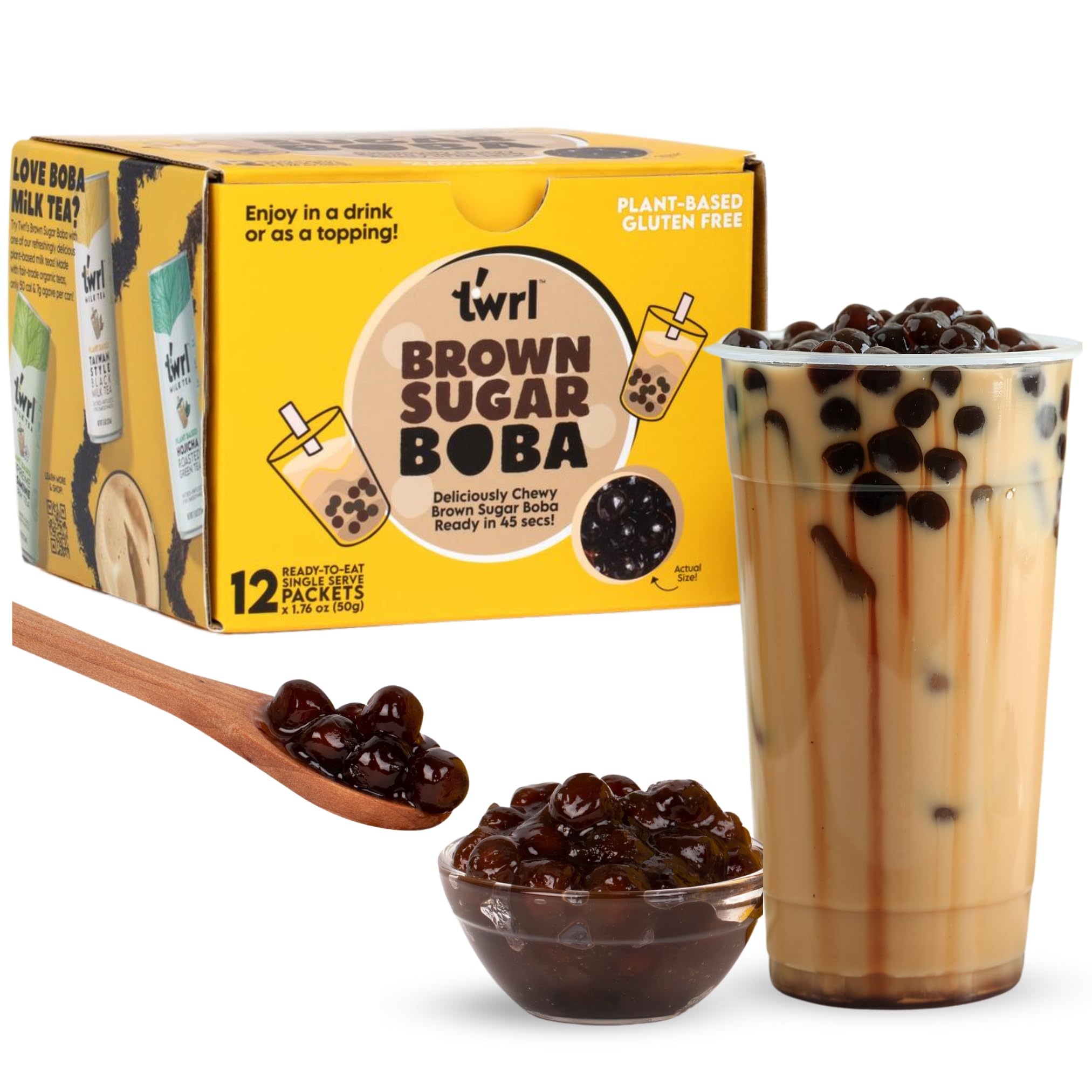 Brown Sugar Boba 12 Pack Box for Instant Desserts - Quick and Convenient Snack
| Brown Sugar Plant-Based Boba 12 Pack -