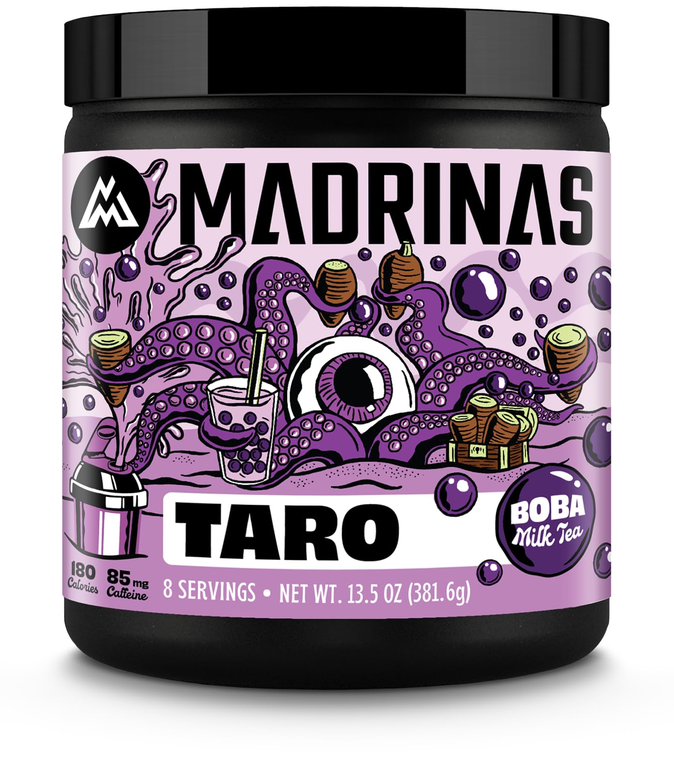 Madrinas Taro Boba Milk Tea 1|5oz (8 Servings) - Sweet & Smooth Bubble Tea for Home Enjoyment | Perfect for Hot Days and