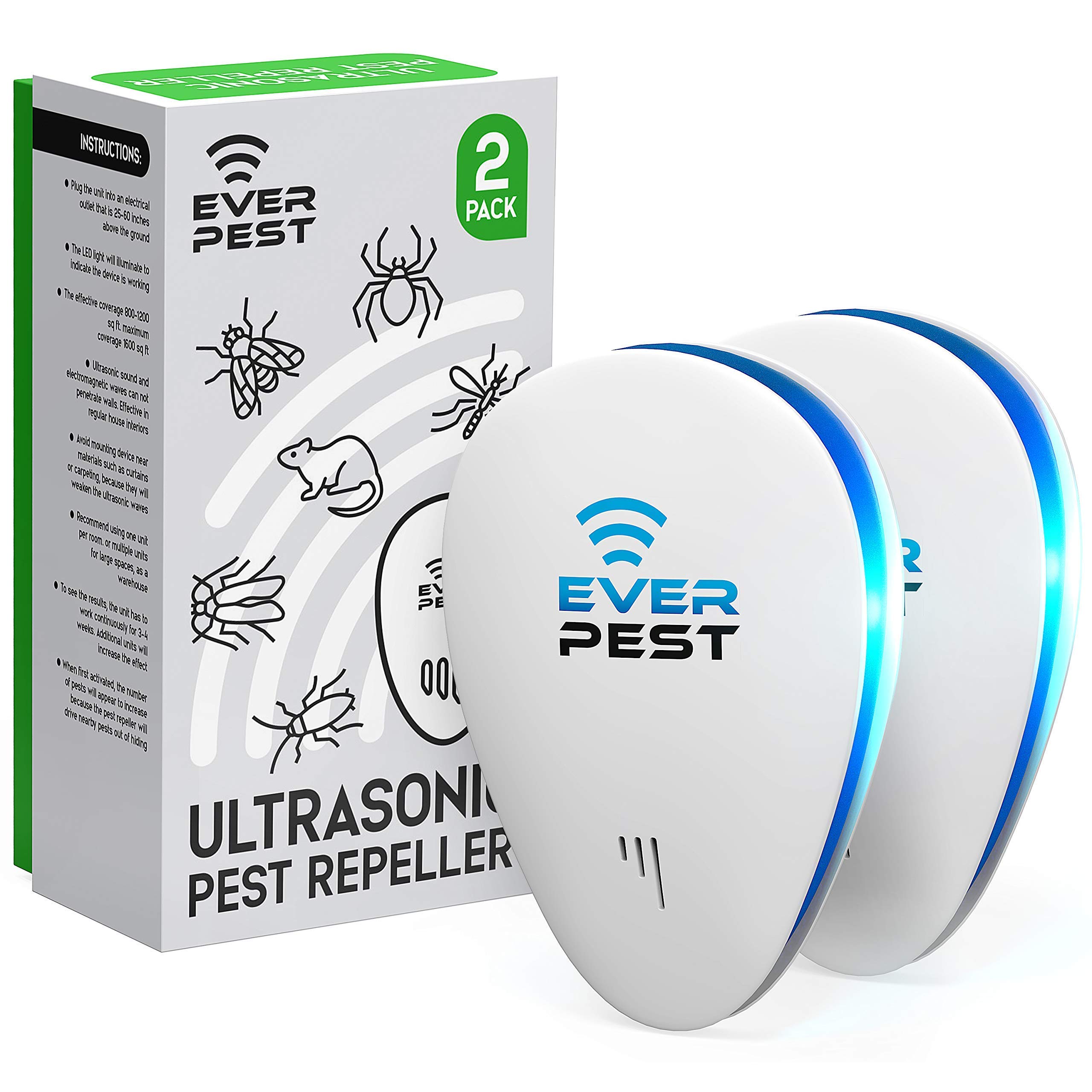 Ultrasonic Pest Control Repeller for Rodents and Ants - Eco-Friendly Safe for Humans - 2 Pack