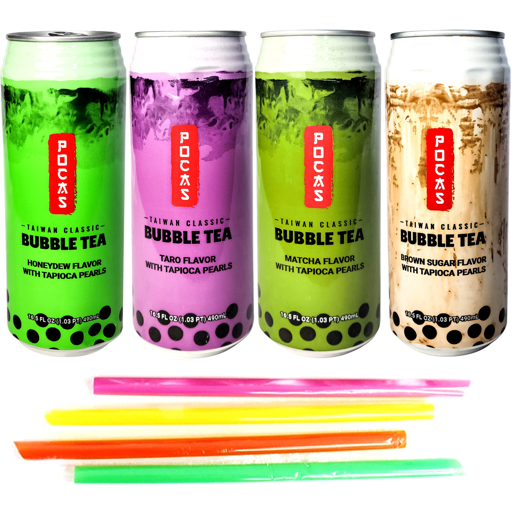 Pocas Bubble Tea Tapioca Pearls Variety Pack for Taro Love Brown Sugar Fans Matcha Enthusiasts Honey Dew Lovers 8 Can (1