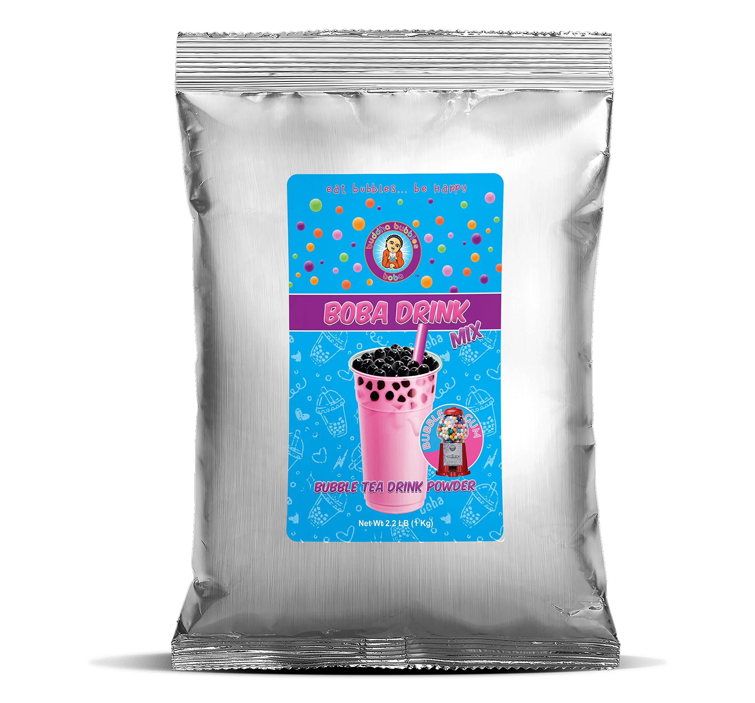 Buddha Bubbles Premium Bubble Gum Boba Bubble Tea Drink Mix Powder For Adults At Home Brewing |2 Pounds / 1 Kg Sweet Tre
